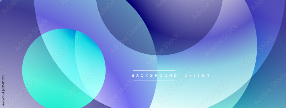 Fototapete Layered circular shapes in vivid colors form a gradient-rich abstract design with smooth transitions, depth effects, and a modern, futuristic aesthetic