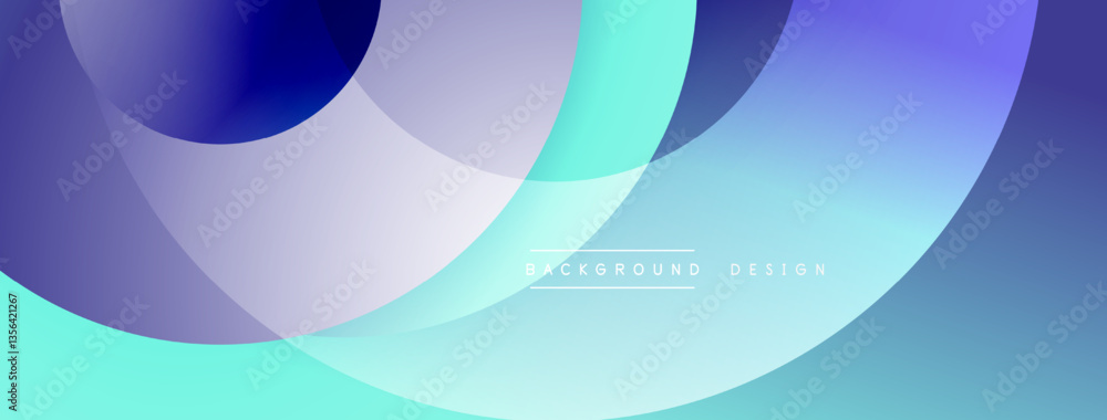 Poster Layered circular shapes in vivid colors form a gradient-rich abstract design with smooth transitions, depth effects, and a modern, futuristic aesthetic