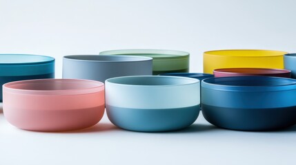 Modern Vibrant Bowls on Isolated White Background