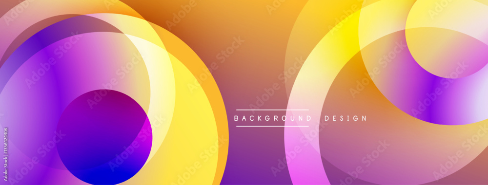 Poster Layered circular shapes in vivid colors form a gradient-rich abstract design with smooth transitions, depth effects, and a modern, futuristic aesthetic