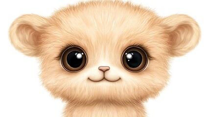 Obraz premium Adorable cartoon baby animal with big eyes.