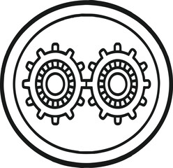 gear icon on metal internet button