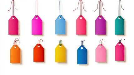 Bright Colored Tags for Farm Products on White Background