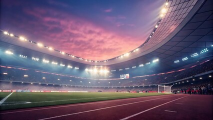 Majestic sports stadium at night