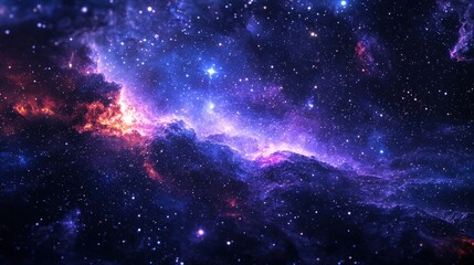 Obraz premium Cosmic Splendor with Vibrant Nebulae and Distant Stars in a Deep Space Environment Captured in Striking Colors