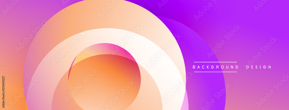 Poster Abstract composition with layered circular elements, blending gradients and soft transitions, creating a sense of depth, motion, and visual harmony