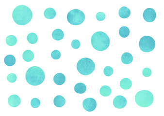ゆるい丸・ドット(青、水色)のイラスト素材水彩タッチ