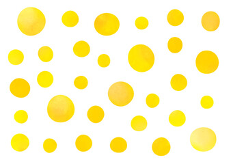 ゆるい丸・ドット(黄色)のイラスト素材水彩タッチ