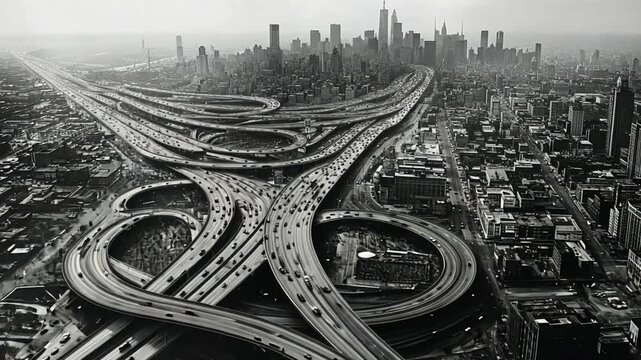 Aerial View of New York City Highway Interchange