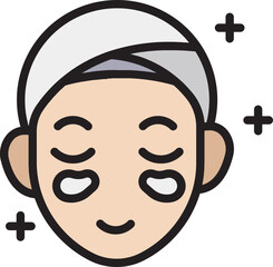 Woman Relaxed Spa Facial Filled Line Icon