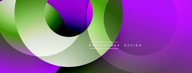 Layered circular shapes in vivid colors form a gradient-rich abstract design with smooth transitions, depth effects, and a modern, futuristic aesthetic