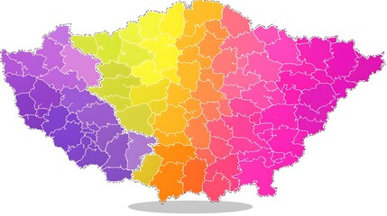 Obraz premium Colorful region map divided into sections.