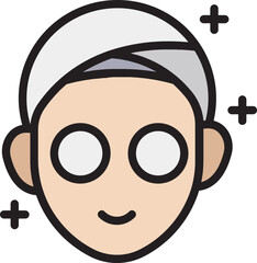 Woman Relaxed with Facial Mask Filled Line Icon