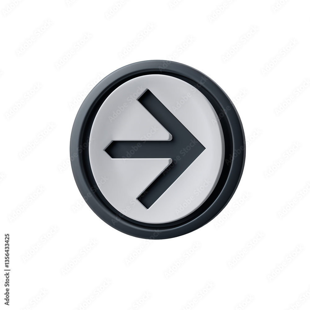 Poster minimalist up and down arrow icon with a metallic border and glossy effect, vector-style navigation 