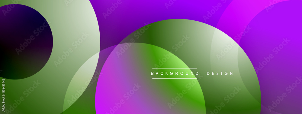 Aufkleber Layered circular shapes in vivid colors form a gradient-rich abstract design with smooth transitions, depth effects, and a modern, futuristic aesthetic
