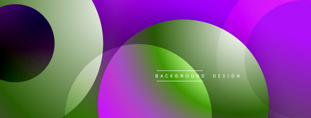 Layered circular shapes in vivid colors form a gradient-rich abstract design with smooth transitions, depth effects, and a modern, futuristic aesthetic