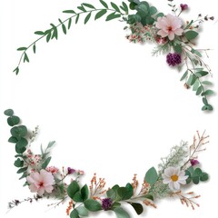 Naklejka premium Floral wreath frame design, decorative border, nature