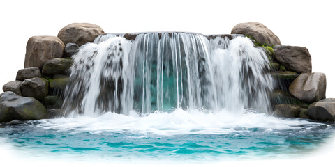 Waterfall Splash and Rocks on White in Two Different Styles for Natural Beauty Displays, Cut Out