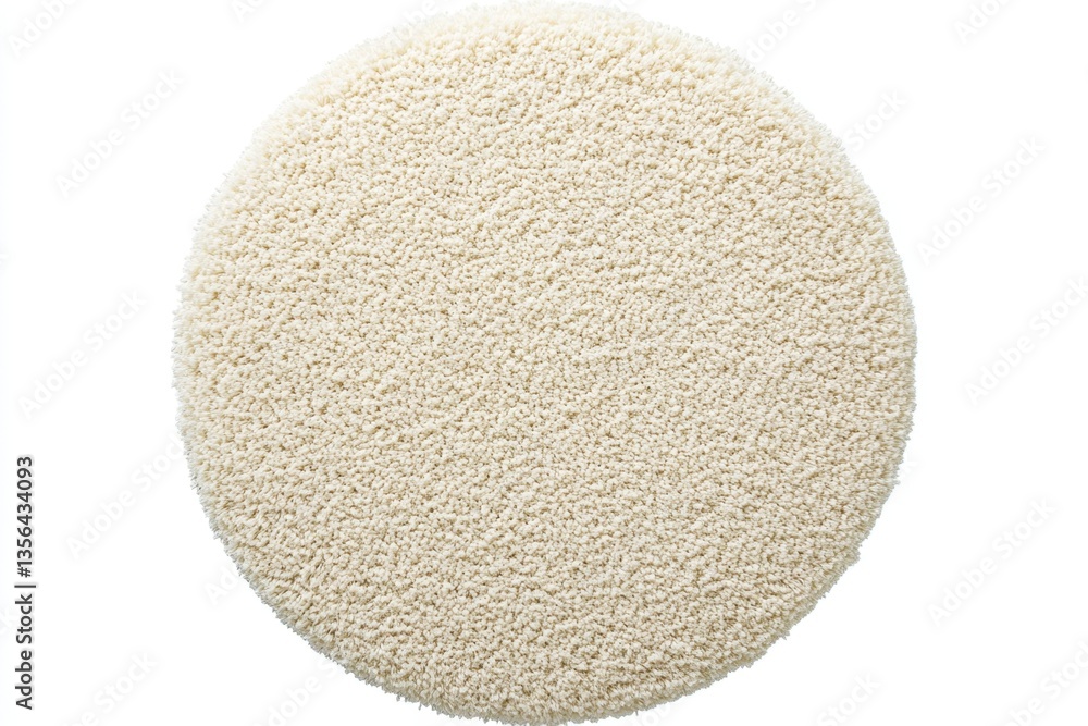 Aufkleber top view of a soft round shaggy rug in cream color with a textured surface and a cozy inviting feel 