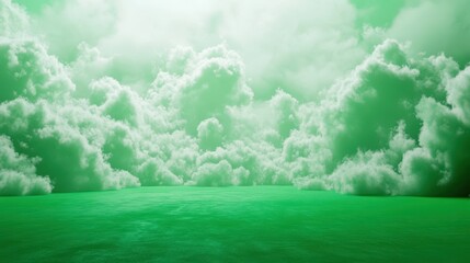 Fototapeta premium Green Sky Cloudscape Dreamlike Landscape Fantasy Background
