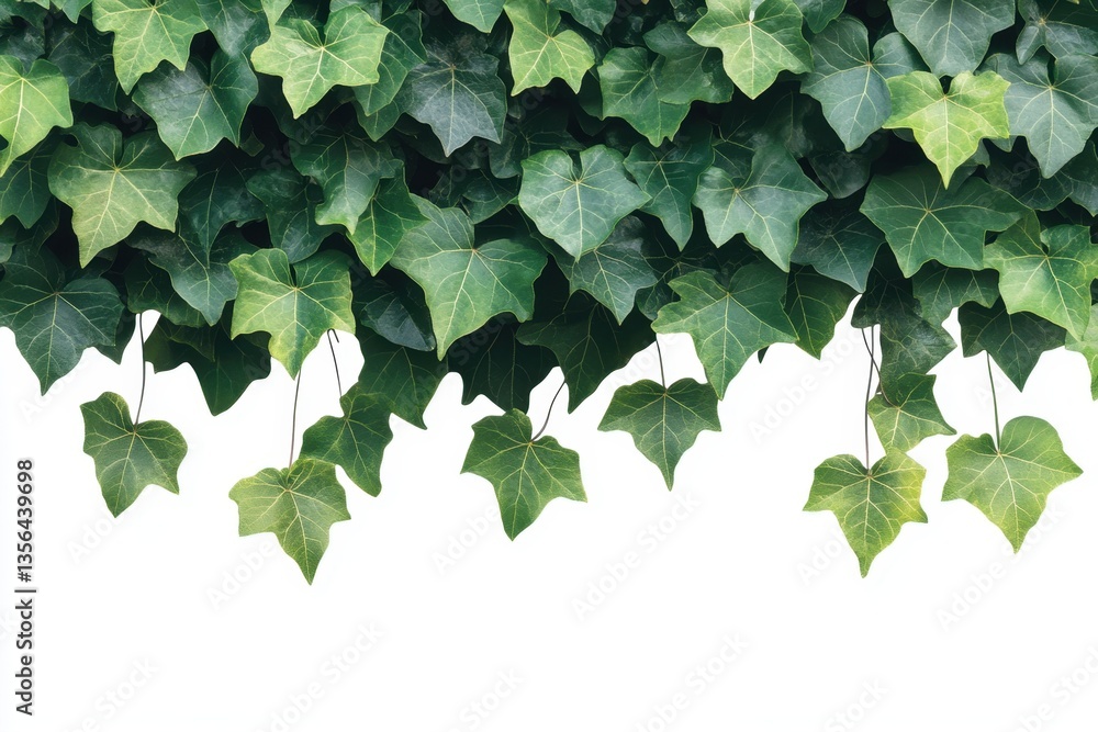 Poster lush green ivy cascade against a clean white backdrop creating a natural frame perfect for design pr