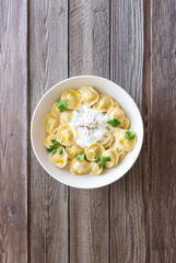 Homemade Russian dumplings. Pelmeni. Traditional Russian Food.