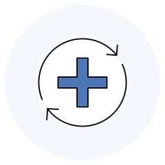 Circular arrow with medical cross Icon, Sustainable Healthcare Cycle, Regenerative Medical Solutions