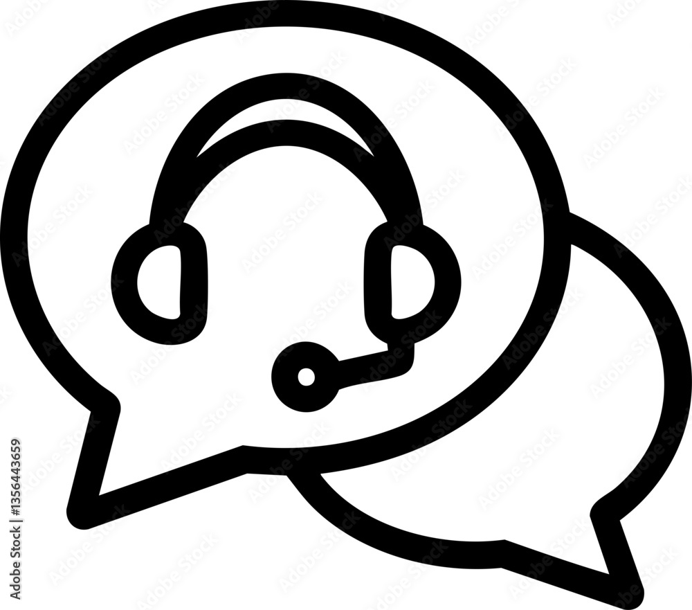 Poster customer experience interaction data concept. headset icon with speech bubbles for communication.