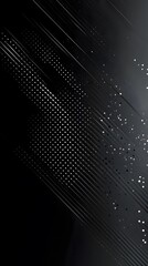 61. Abstract dynamic design with dark black backdrop and angled diagonal lines enhanced with a seamless halftone gradient transition.