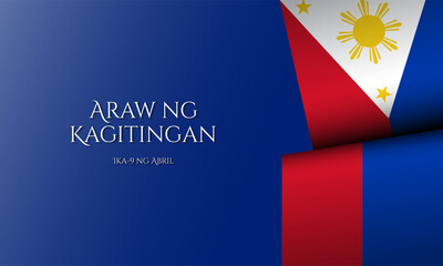 Araw ng Kagitingan Greeting Card Template Design with Philippine flag illustration.