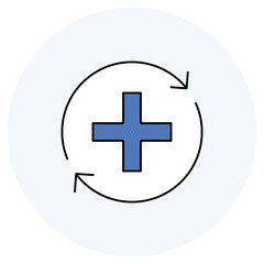 Circular arrow with medical cross Icon, Sustainable Healthcare Cycle, Regenerative Medical Solutions