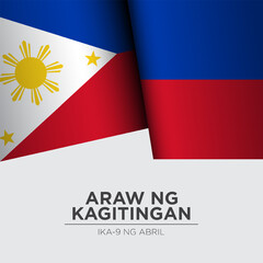 Day of Valor Greeting Card Template Design with Philippine flag illustration.