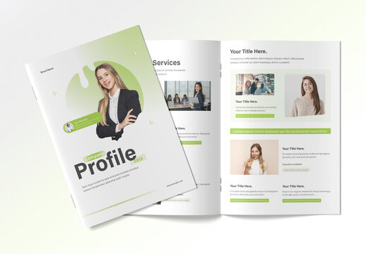 Company Profile Portfolio Brochure with Green Accent