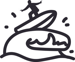 Surfer On Wave Doodle