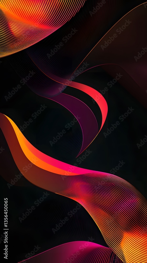 Wall mural 77. premium dynamic black backdrop with flowing diagonal lines and smooth gradient halftone, perfect