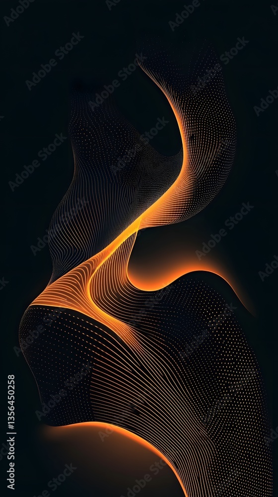 Wall mural 77. premium dynamic black backdrop with flowing diagonal lines and smooth gradient halftone, perfect