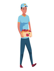 A Person Carrying a Box Full of Fresh and Delicious Fruits While Enjoying a Beautiful Day