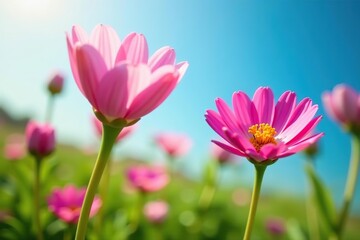 Vibrant two delosperma flowers in full bloom on a sunny day,  plant,  day