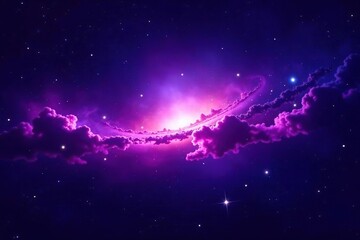 Vibrant violet galaxy with sparkling stars and nebula clouds,  colorful,  night
