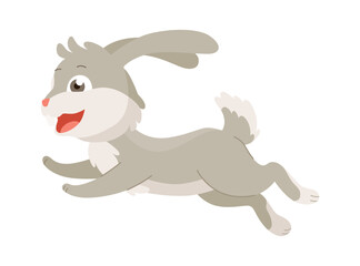 Cartoon rabbit. Bunny pet silhouette. Cute animal isolated icon. Vector rabbit character illustration
