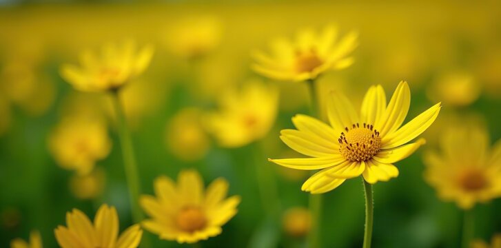 Vibrant yellow Meskel flowers blooming during Enkutatash festival in Ethiopia,  tradition, Ethiopia