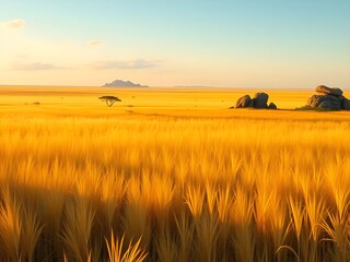 wheat field at sunset