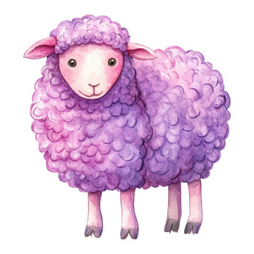 recommend clip art: Cute pink sheep, watercolor clipart on a white background