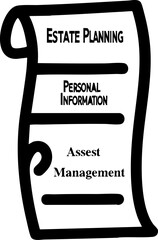 Naklejka premium financial planning expenses protection concept. Estate planning checklist with key categories outlined.