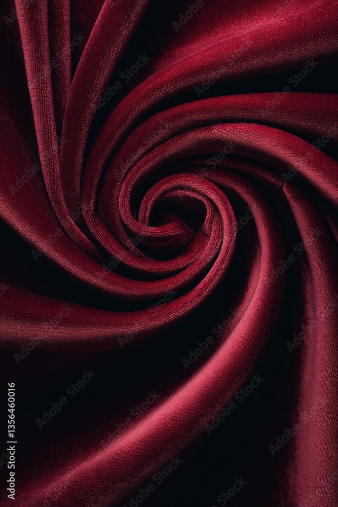 Poster luxurious crimson velvet swirls in captivating close up capturing depth and texture with elegant fab