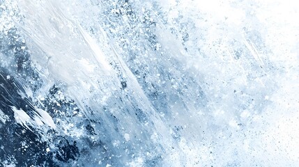 Abstract blue and white paint texture background with brush strokes and splatters ideal for design projects.