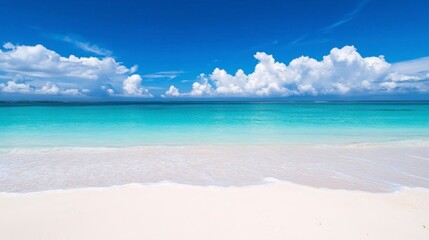 Obraz premium Tranquil beach scene tropical paradise nature photography serene environment wide-angle view relaxation concept for peaceful escapes