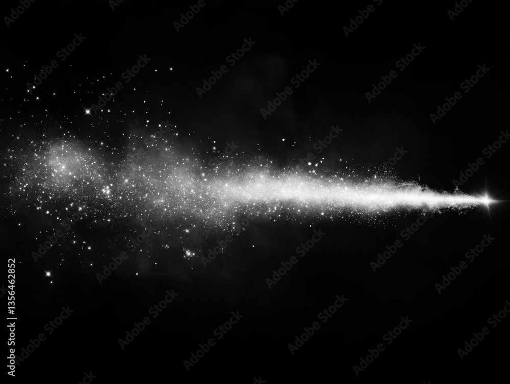Poster ethereal trail of sparkling stardust against a dark backdrop creating a magical and dreamy visual ef