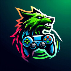 generative ai, is an image with a wild animal logo, suitable for a gamer background