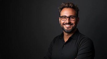 Obraz premium Engaging business professional portrait studio setting headshot photography neutral background close-up personal branding focus